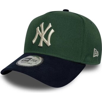 Casquette courbée verte et bleue marine snapback E Frame Suede Visor New York Yankees MLB New Era