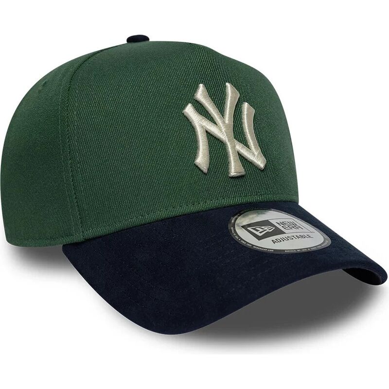 casquette-courbee-verte-et-bleue-marine-snapback-e-frame-suede-visor-new-york-yankees-mlb-new-era