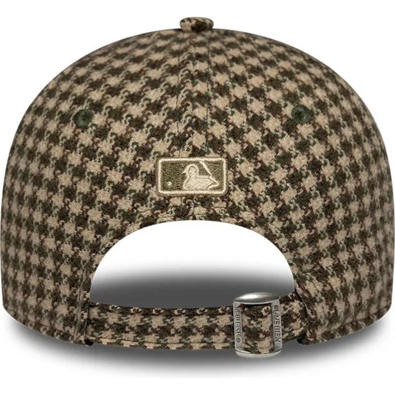 casquette-courbee-verte-et-marron-ajustable-pour-femme-9forty-m-crown-houndstooth-los-angeles-dodgers-mlb-new-era