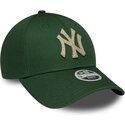 casquette-courbee-verte-ajustable-pour-femme-9forty-metallic-new-york-yankees-mlb-new-era