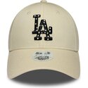 casquette-courbee-beige-ajustable-pour-femme-avec-logo-noir-9forty-infill-los-angeles-dodgers-mlb-new-era