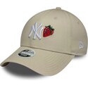 casquette-courbee-beige-ajustable-pour-femme-9forty-fruit-icon-strawberry-new-york-yankees-mlb-new-era