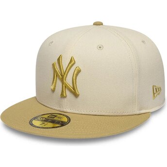 Casquette plate beige et marron ajustée 59FIFTY League Essential New York Yankees MLB New Era
