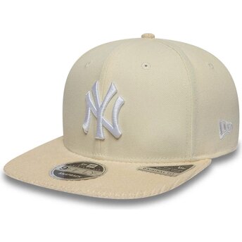 Casquette plate beige snapback 9FIFTY Cord Visor New York Yankees MLB New Era