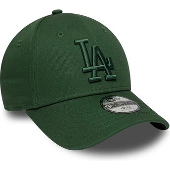 Casquette courbée verte foncé ajustable pour enfant avec logo vert 9FORTY League Essential Los Angeles Dodgers MLB New Era