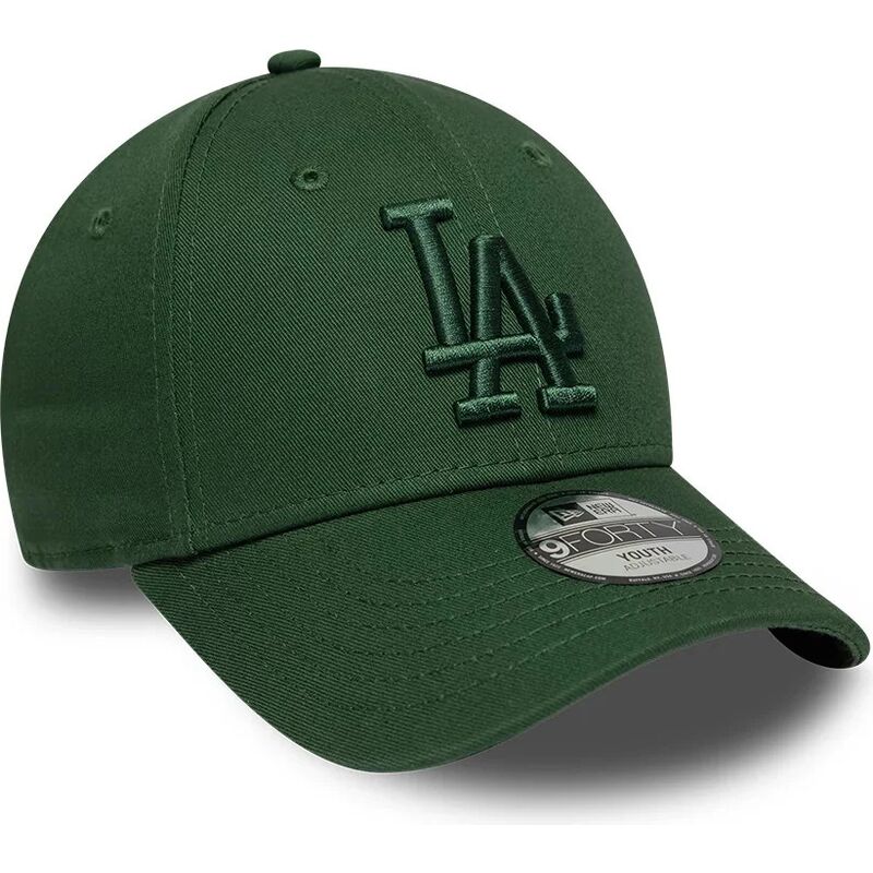 casquette-courbee-verte-fonce-ajustable-pour-enfant-avec-logo-vert-9forty-league-essential-los-angeles-dodgers-mlb-new-era