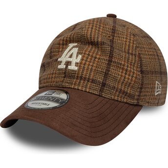 Casquette courbée marron ajustable 9TWENTY Mix Check Los Angeles Dodgers MLB New Era