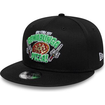 Casquette plate noire snapback pour enfant 9FIFTY Cowabunga Pizza Tortues Ninja New Era