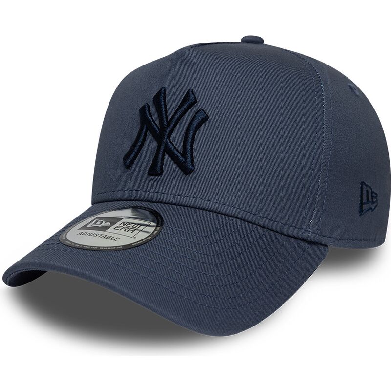 casquette-courbee-bleue-snapback-avec-logo-bleu-marine-e-frame-league-essential-new-york-yankees-mlb-new-era
