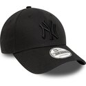 casquette-courbee-noire-ajustable-avec-logo-noir-9forty-league-essential-new-york-yankees-mlb-new-era