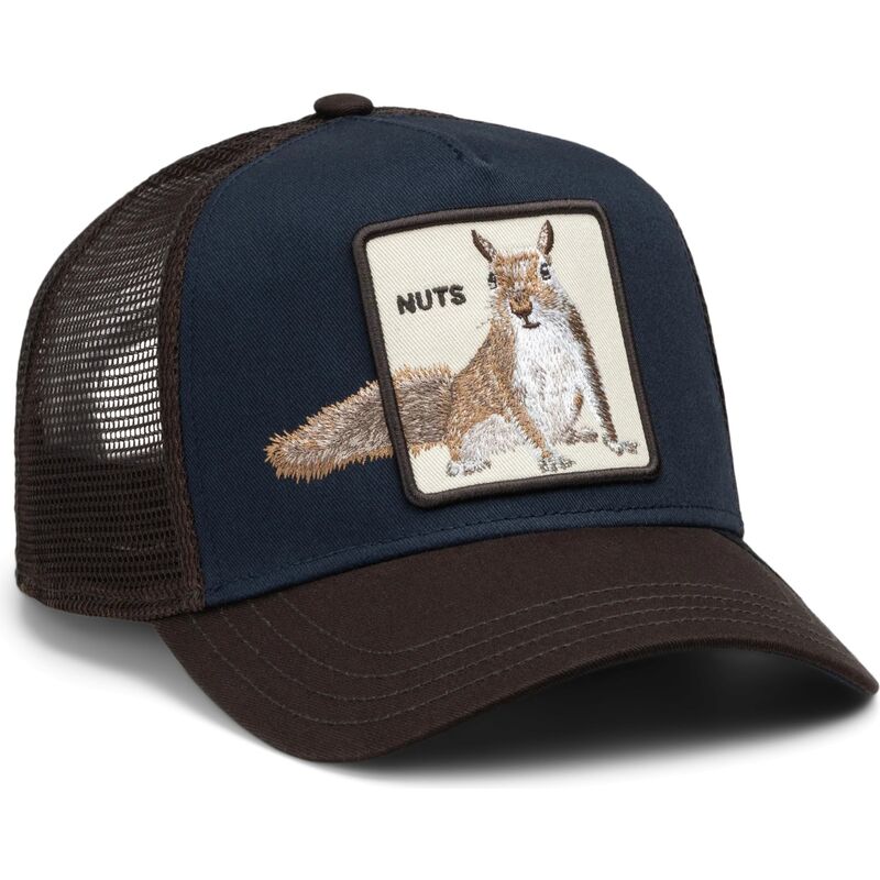 casquette-trucker-marron-et-bleue-marine-ecureuil-over-the-line-squirrel-out-of-bounds-nuts-the-farm-goorin-bros