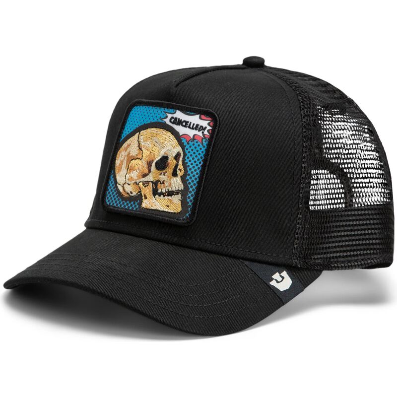 casquette-trucker-noire-crane-cancelled-skull-pop-art-strikes-back-the-farm-goorin-bros