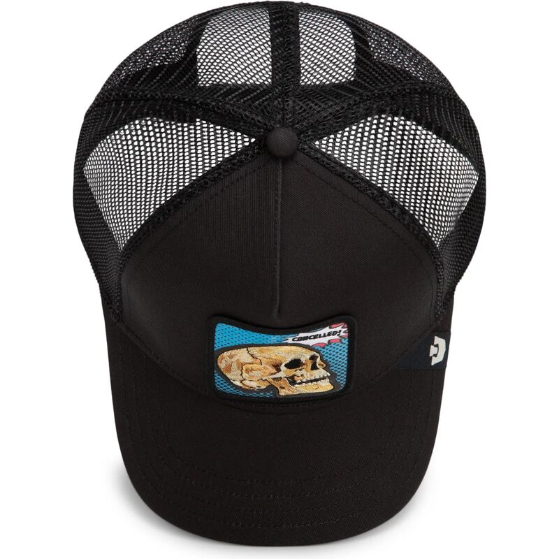 casquette-trucker-noire-crane-cancelled-skull-pop-art-strikes-back-the-farm-goorin-bros