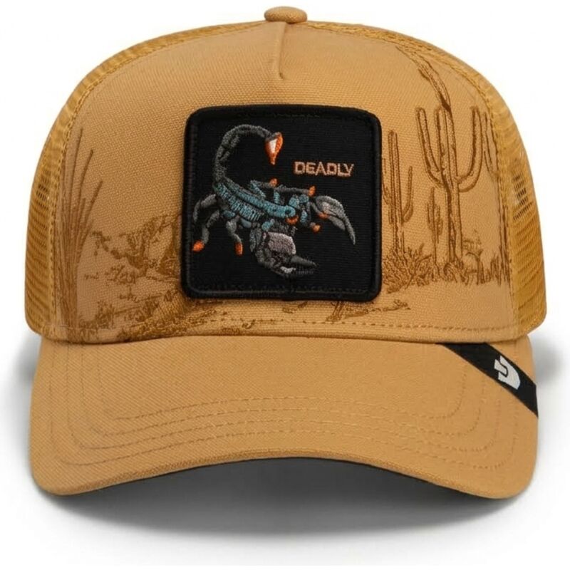 casquette-trucker-marron-scorpion-scorpion-badlands-deadly-the-farm-goorin-bros