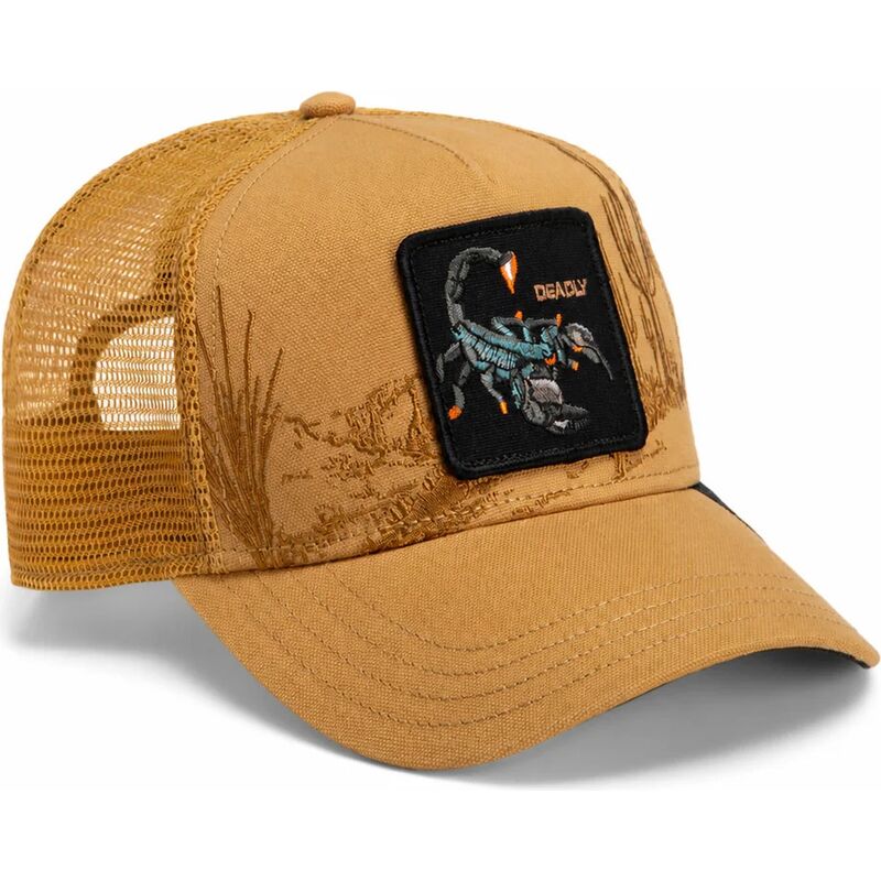 casquette-trucker-marron-scorpion-scorpion-badlands-deadly-the-farm-goorin-bros