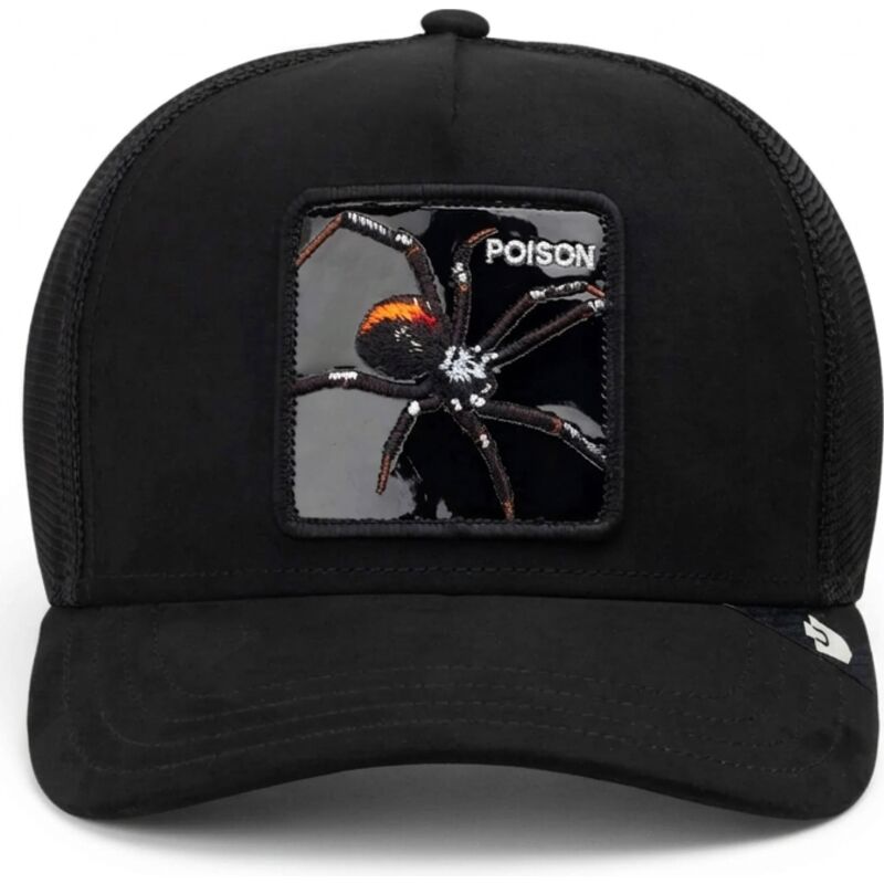 casquette-trucker-noire-araignee-black-out-spider-blackened-metallic-poison-the-farm-goorin-bros
