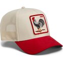 casquette-trucker-rouge-et-beige-coq-the-suede-rooster-microsuede-cock-the-farm-goorin-bros