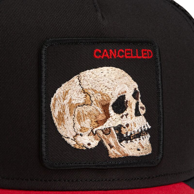 casquette-trucker-noire-et-rouge-crane-cancelled-skull-trucker-microsuede-the-farm-goorin-bros casquette-trucker-noire-et-rouge-crane-cancelled-skull-trucker-microsuede-the-farm-goorin-bros