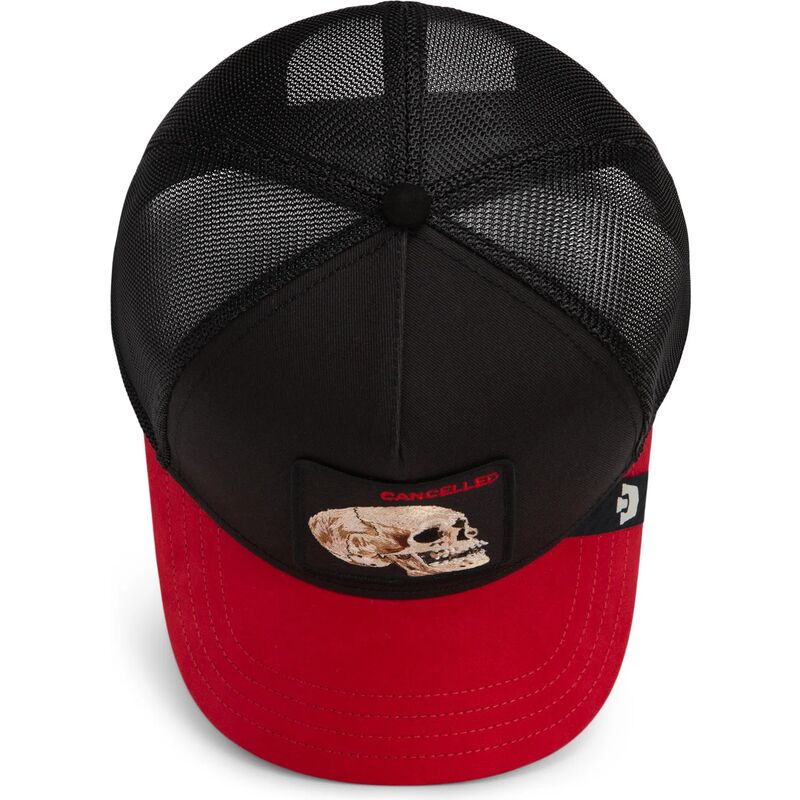 casquette-trucker-noire-et-rouge-crane-cancelled-skull-trucker-microsuede-the-farm-goorin-bros casquette-trucker-noire-et-rouge-crane-cancelled-skull-trucker-microsuede-the-farm-goorin-bros
