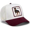 casquette-trucker-blanche-et-grenat-rottweiler-suede-alpha-microsuede-the-farm-goorin-bros