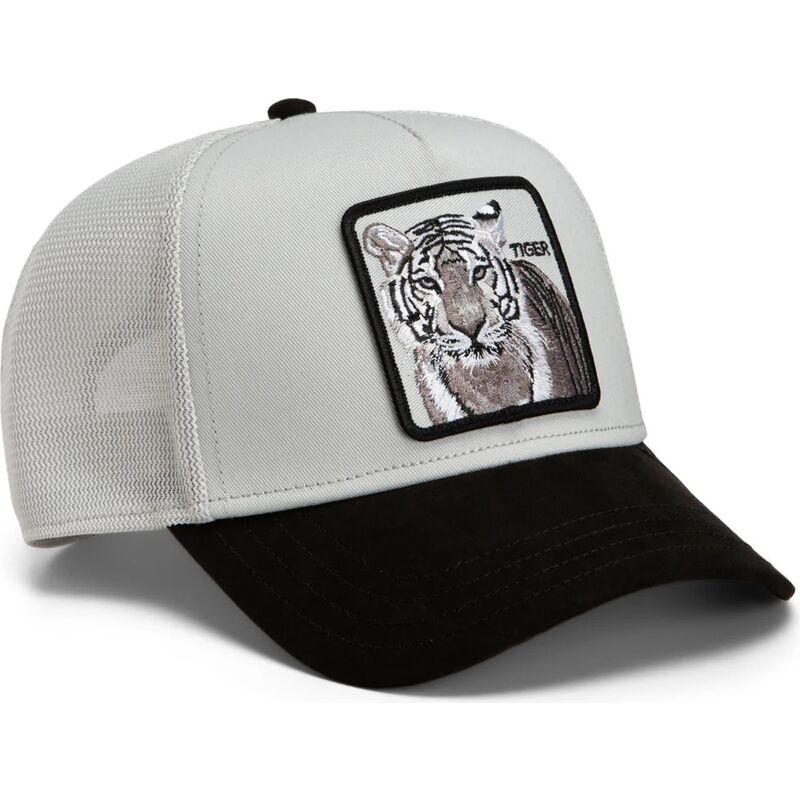 casquette-trucker-grise-et-noire-tigre-suede-tiger-microsuede-the-farm-goorin-bros casquette-trucker-grise-et-noire-tigre-suede-tiger-microsuede-the-farm-goorin-bros
