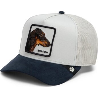 Casquette trucker grise et bleue marine chien Suede Shadow Microsuede The Farm Goorin Bros.