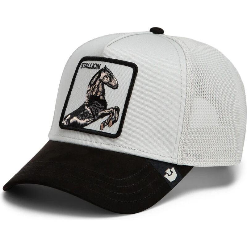 casquette-trucker-grise-et-noire-cheval-suede-stallion-microsuede-the-farm-goorin-bros