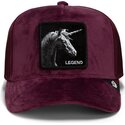 casquette-trucker-grenat-licorne-velour-legend-the-farm-goorin-bros