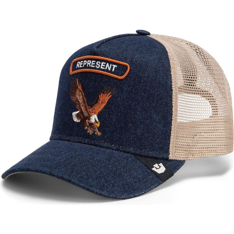 casquette-trucker-bleue-marine-et-beige-aigle-represent-rocker-denim-after-dark-the-farm-goorin-bros