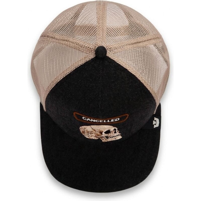 casquette-trucker-noire-et-beige-crane-cancelled-rocker-denim-after-dark-the-farm-goorin-bros