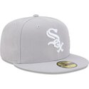 casquette-plate-grise-ajustee-59fifty-side-script-chicago-white-sox-mlb-new-era