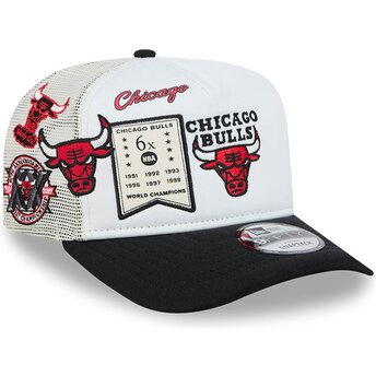 Casquette trucker blanche et noire Hardwood Classics 9FIFTY A Frame Precurved Chicago Bulls NBA New Era