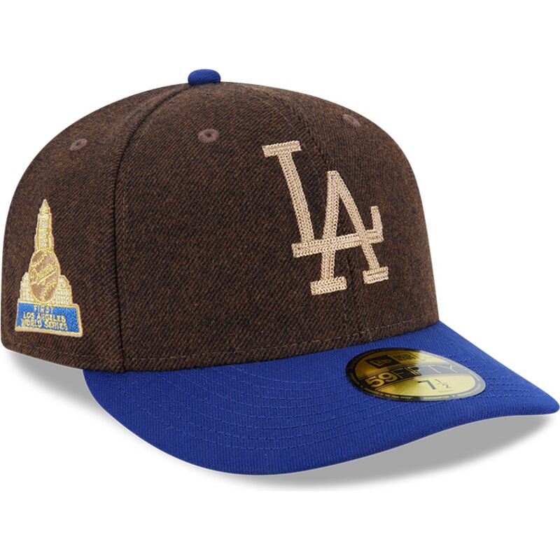 casquette-courbee-marron-et-bleue-ajustee-59fifty-precurved-los-angeles-dodgers-mlb-new-era