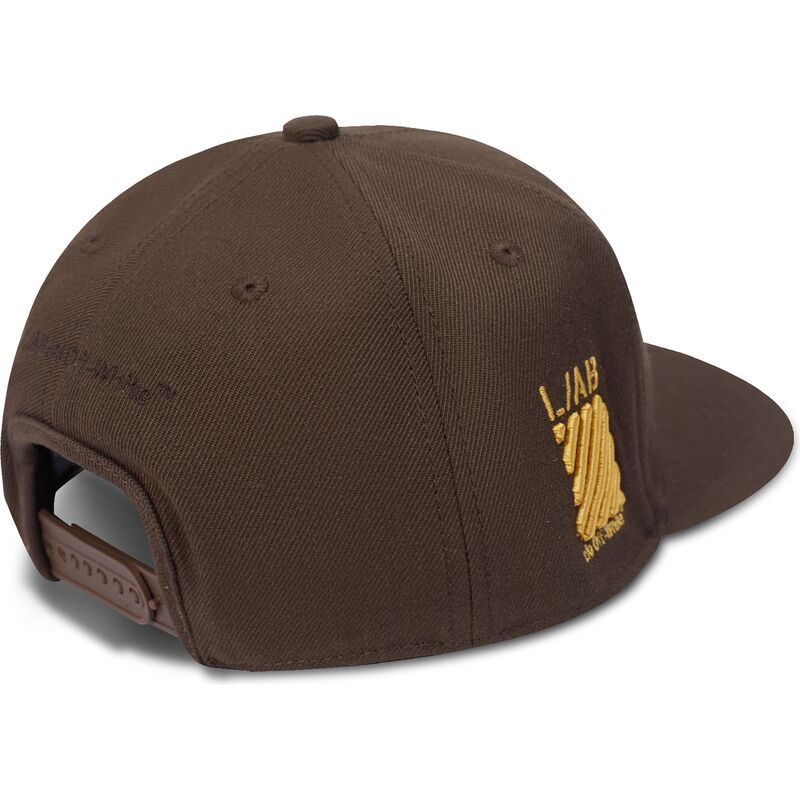 casquette-plate-marron-snapback-avec-logo-jaune-off-embroidered-twill-l-ab-c-o-off-white casquette-plate-marron-snapback-avec-logo-jaune-off-embroidered-twill-l-ab-c-o-off-white