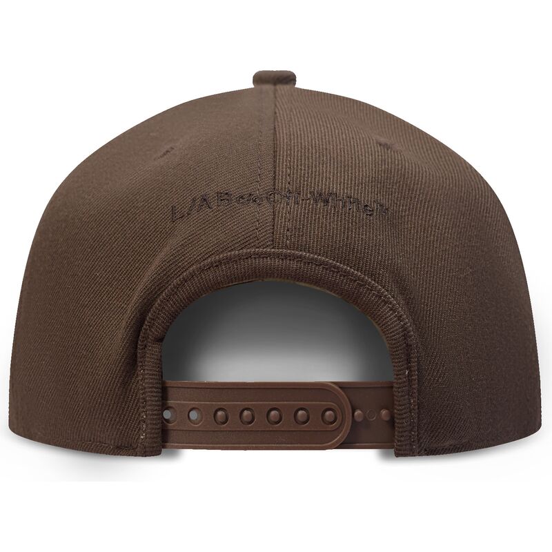 casquette-plate-marron-snapback-avec-logo-jaune-off-embroidered-twill-l-ab-c-o-off-white casquette-plate-marron-snapback-avec-logo-jaune-off-embroidered-twill-l-ab-c-o-off-white