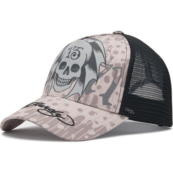 Casquette trucker grise et noire 13 Skull Ed Hardy
