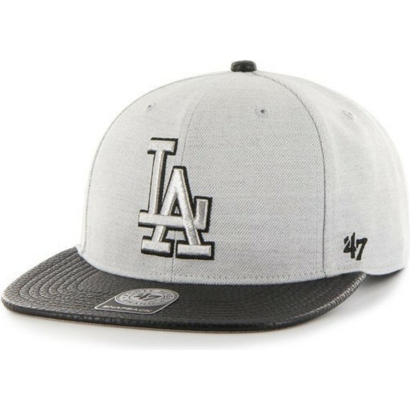 casquette-plate-grise-snapback-avec-logo-lateral-unie-mlb-los-angeles-dodgers-47-brand