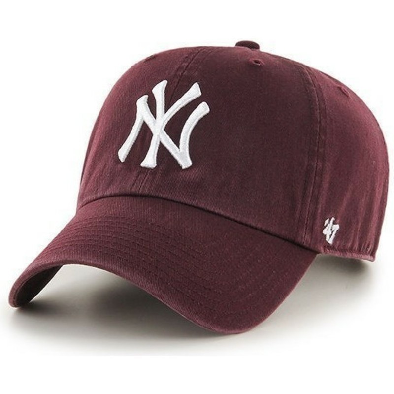 casquette-courbee-grenat-new-york-yankees-mlb-clean-up-47-brand