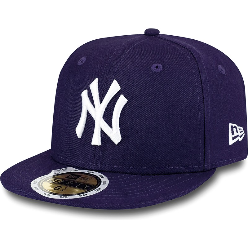 casquette-plate-violette-ajustee-pour-enfant-59fifty-essential-new-york-yankees-mlb-new-era